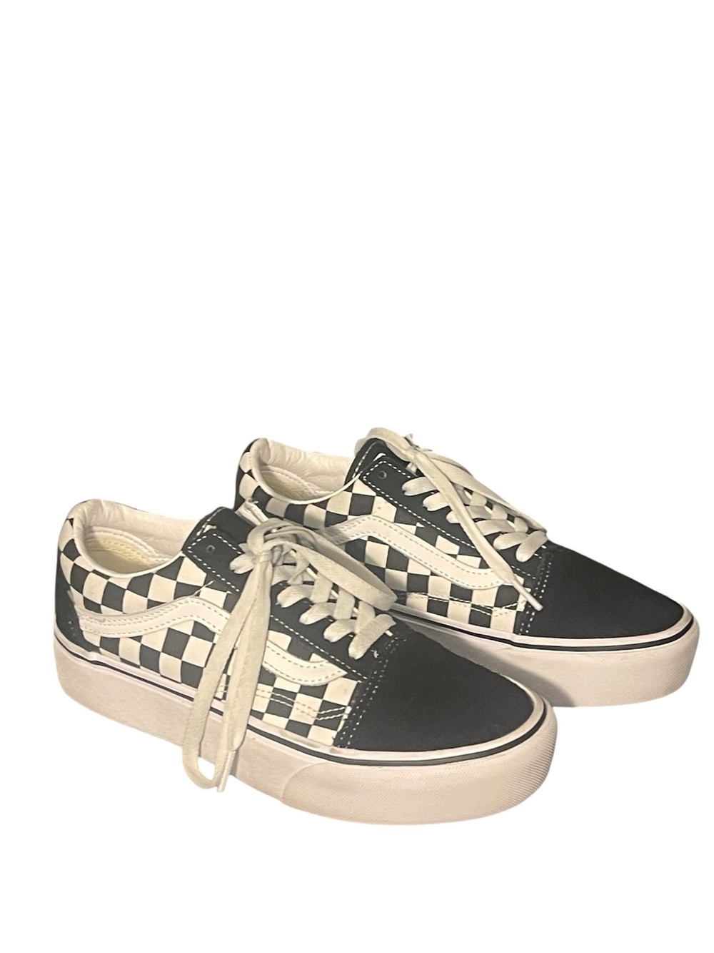 Vans authentic checkered black & white suede & canvas skate shoes M-6 W-7.5 - Picture 5 of 11